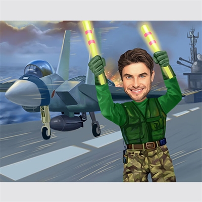 Flight Deck Coordinator Caricature from Photo - myDaVinci